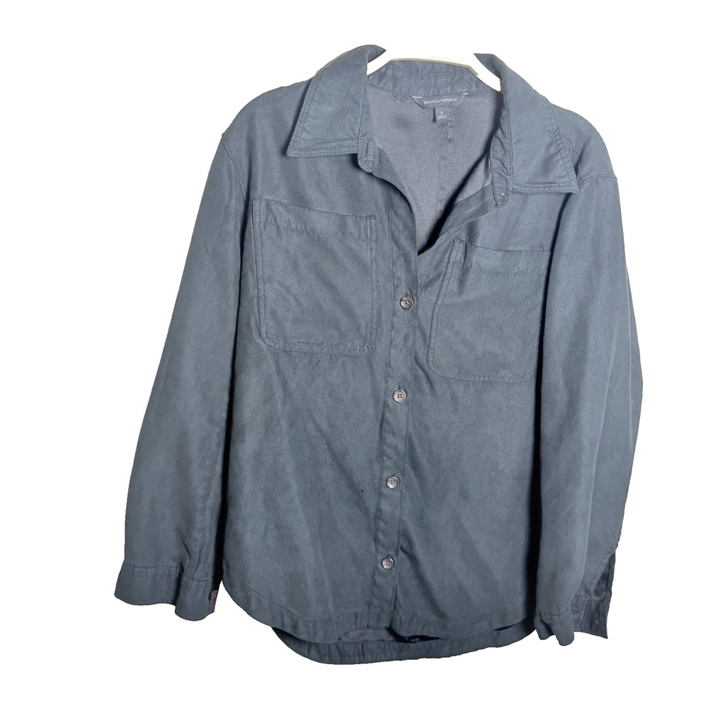 Banana Republic Black Soft Collared Long Sleeve Button-Up S Classic Sleek
